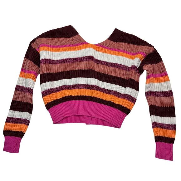 Jessica Simpson Pink Summer, Spring Striped Crop Top Sweater, Women's Small - Picture 2 of 5